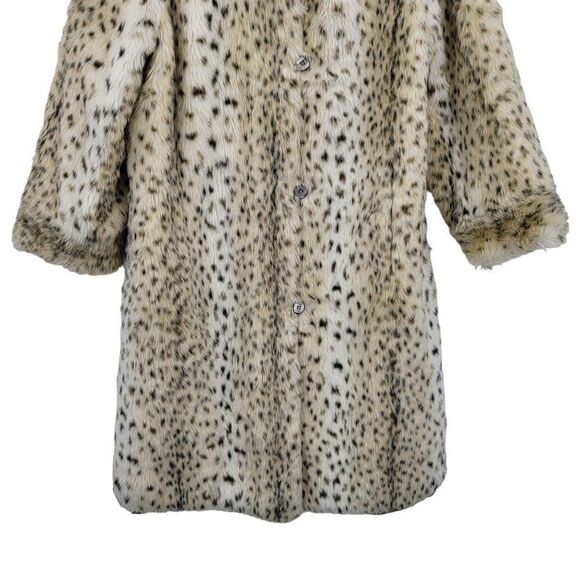 Vintage 70's Reversible Vegan Faux Fur Raincoat M Snow Leopard Animal Pockets - Picture 14 of 16